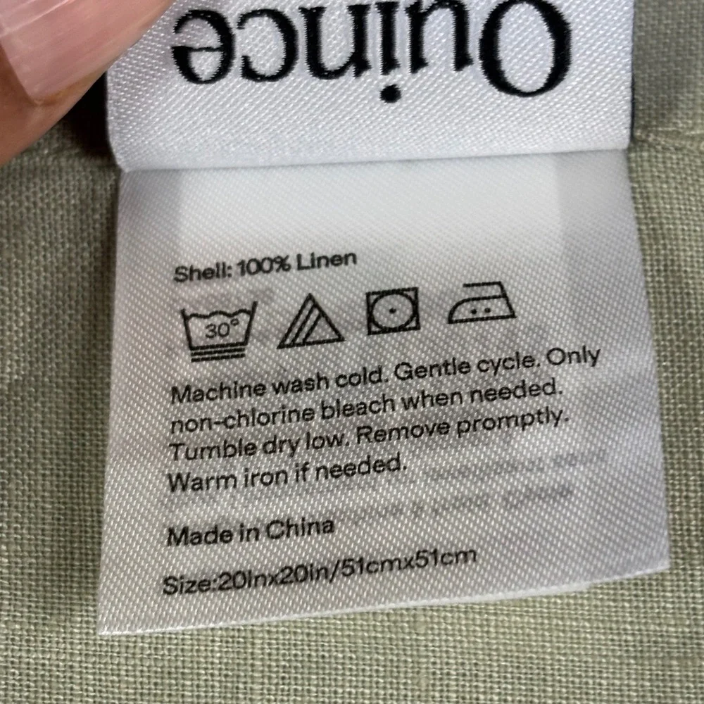Quince European Linen Everyday Napkins Set of 4 Willowleaf Green 20x20 NEW